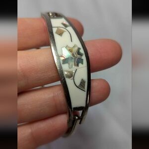 Mexico Silver Bracelet White Enamel